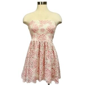 NBD Revolve Lace Babydoll Dress Womens M Short Strapless Minidress Floral Y2K